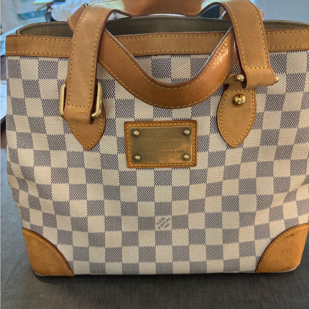 Louis Vuitton Checkered Tote - Brown and Cream